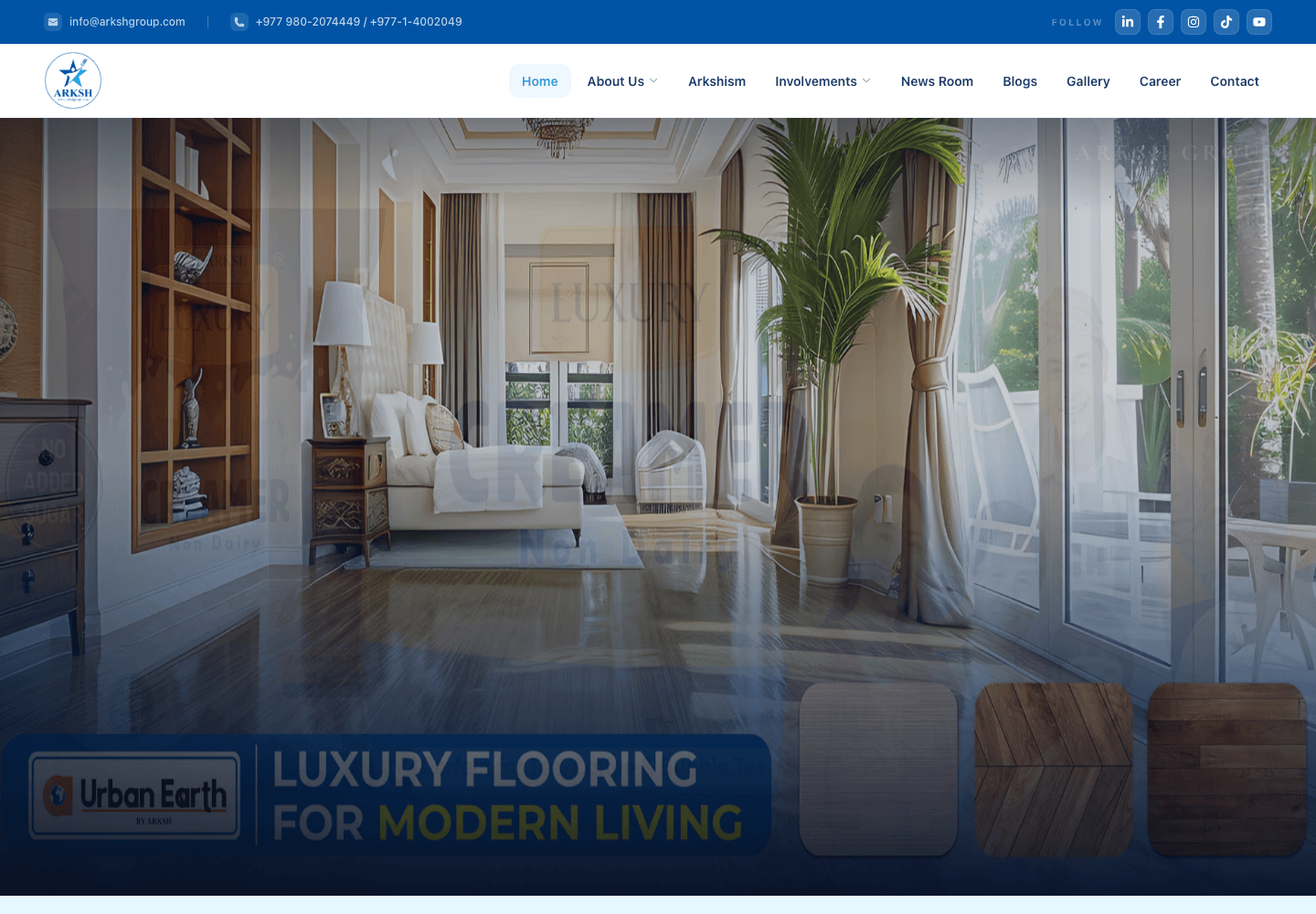 Arksh Group website homepage